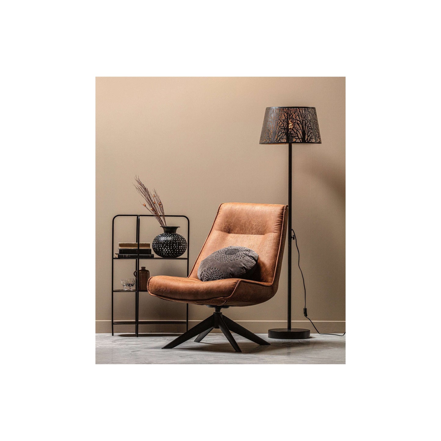 WOOOD Skyler draaifauteuil bruin
