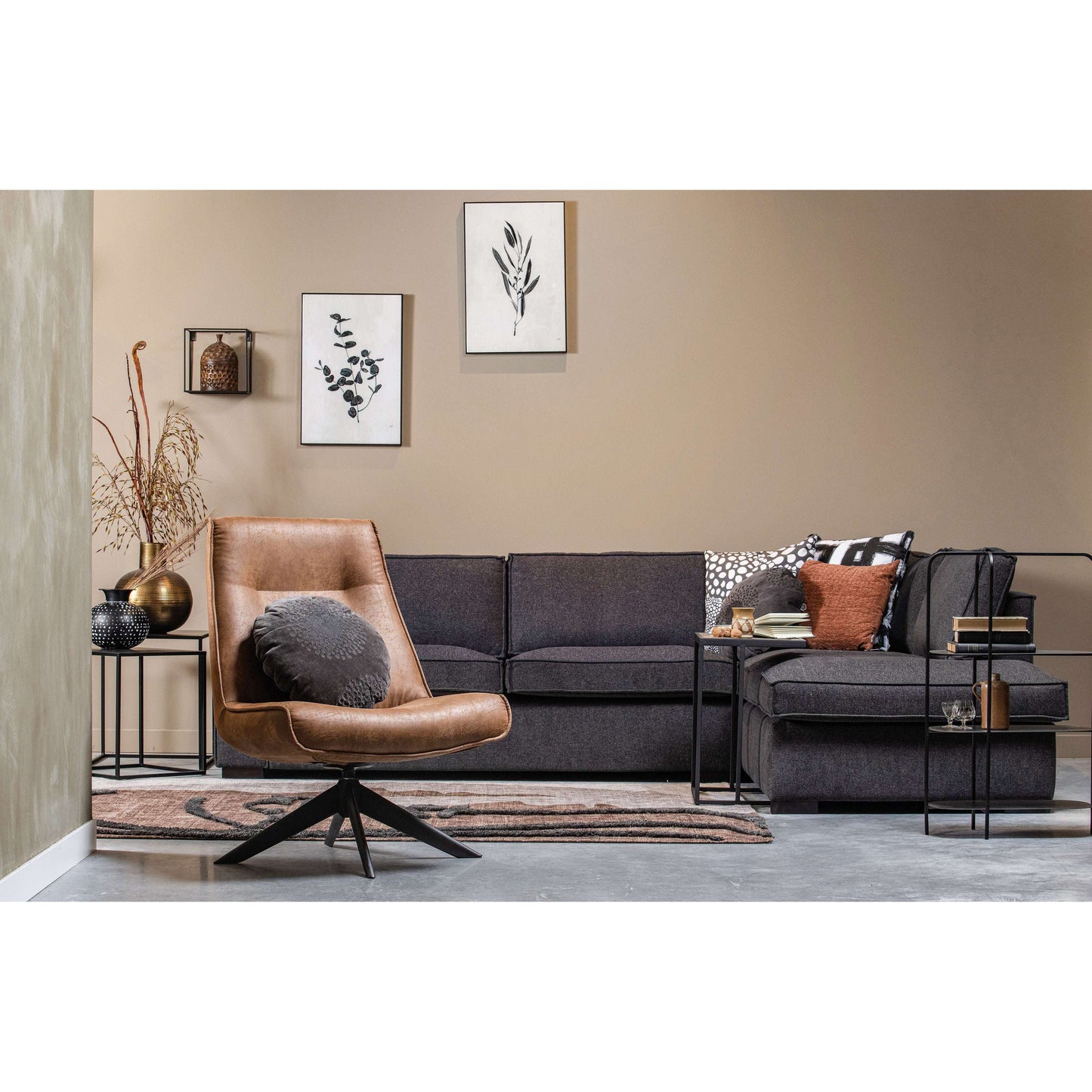WOOOD Skyler draaifauteuil bruin